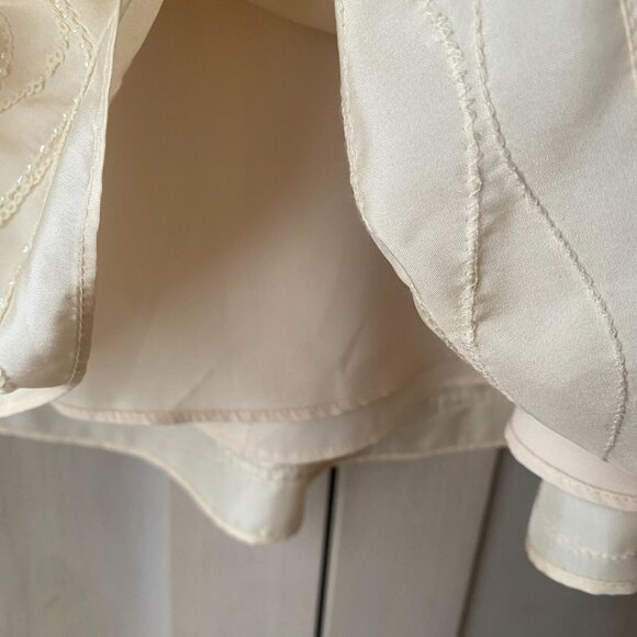 Talbots Ivory Cream Pleated Circle Skirt sequin 10 romantic whimsical soft full - Picture 5 of 14